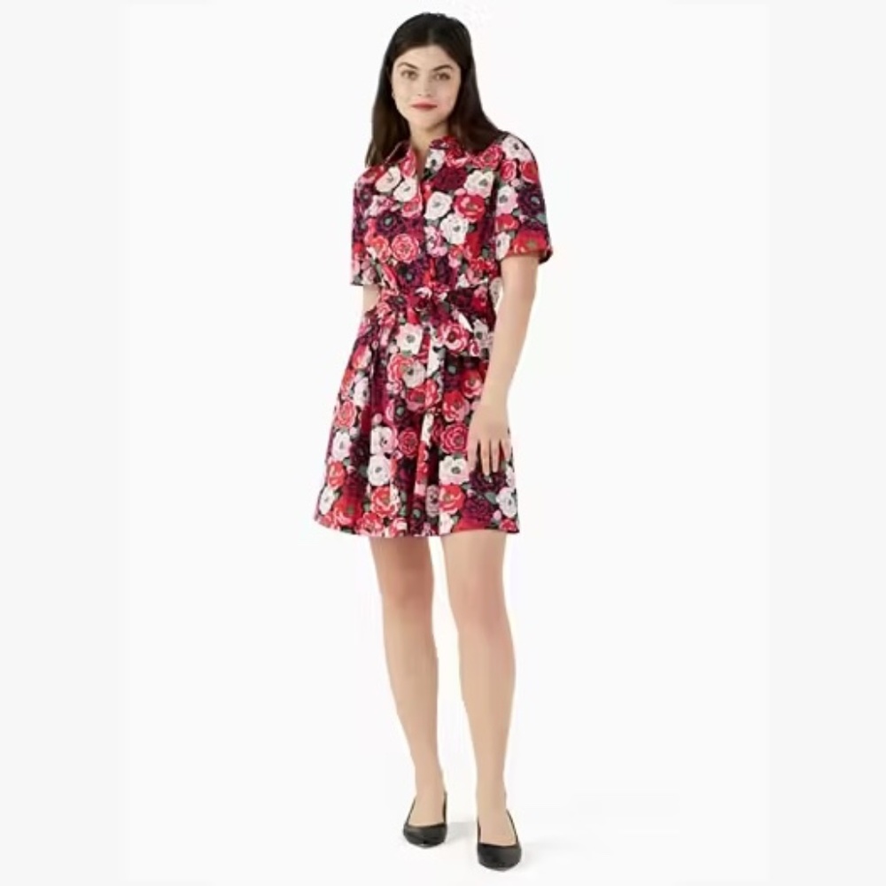 Kate Spade Rosette Blooms Tie-waist Shirtdress